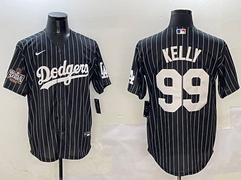 Men Los Angeles Dodgers 99 Kelly Black Stripe Jointly Name 2025 Nike MLB Jersey style 3